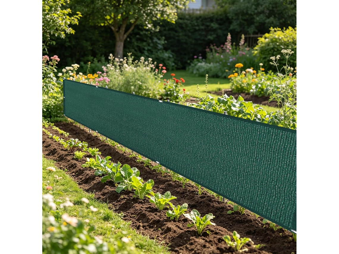 110 X 270 Cm, Mampara Privacidad, Hdpe, Protección Uv, Color Verde Oscuro, Para Balcón