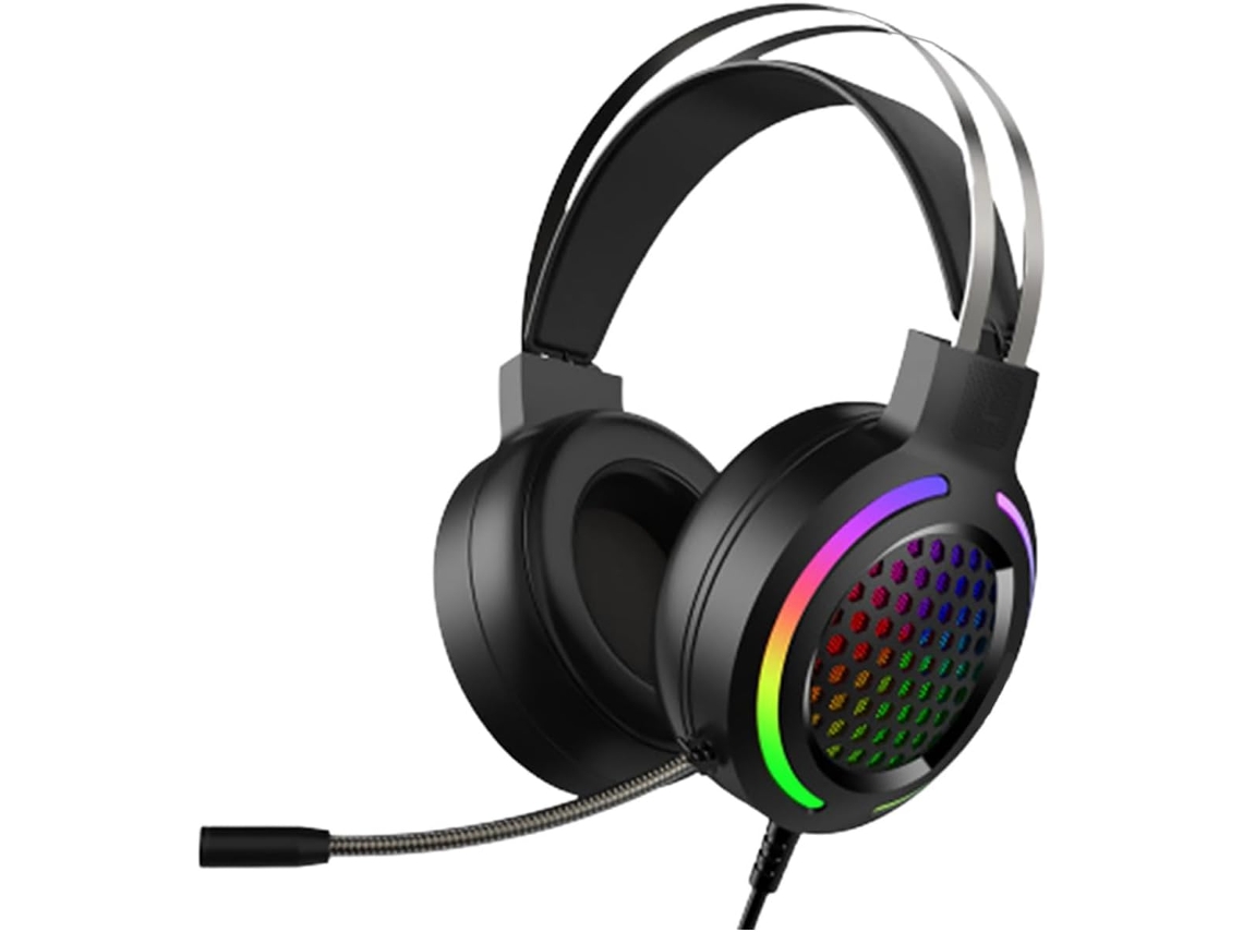 Auriculares Para Juegos Con Cable De 1 Pieza, Color Negro Con Iluminación Rgb, Cancelación De Ruido, Cómodos Auriculares Para Pc Para Jugadores.