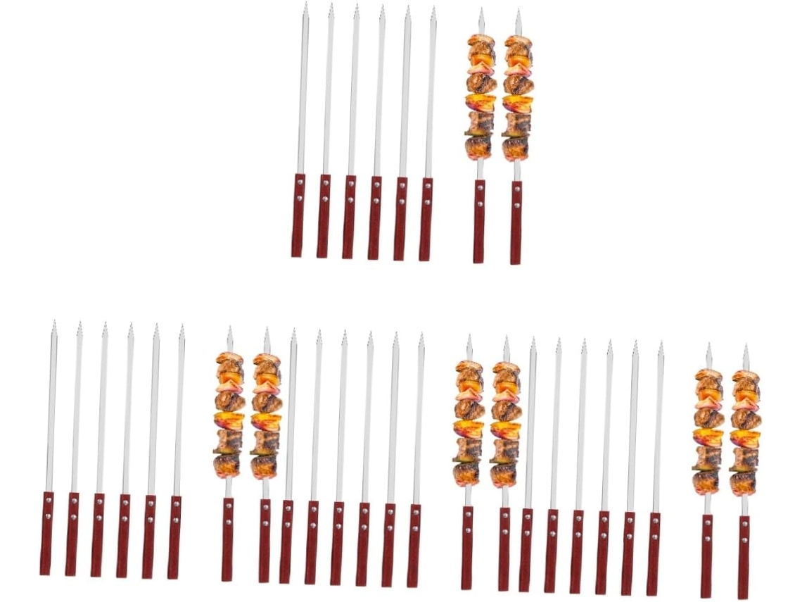 Piezas Pinchos Pour Barbacoa En Acier Inoxydable Bâtons De Viande À Griller Rôtir