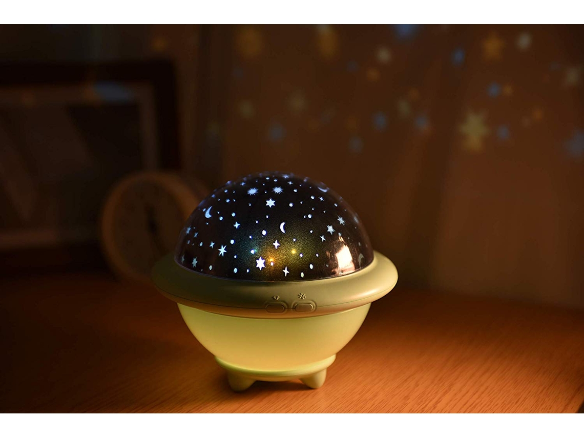 Proyector de luz nocturna OVNI, iluminación decorativa USB, luces de estrellas con sonido, control remoto, proyector giratorio, lámpara de mesa, regalo para niños
