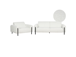 Conjunto de Sala de Estar Moderno BELIANI Askim de Bouclé Blanco 207X122X87