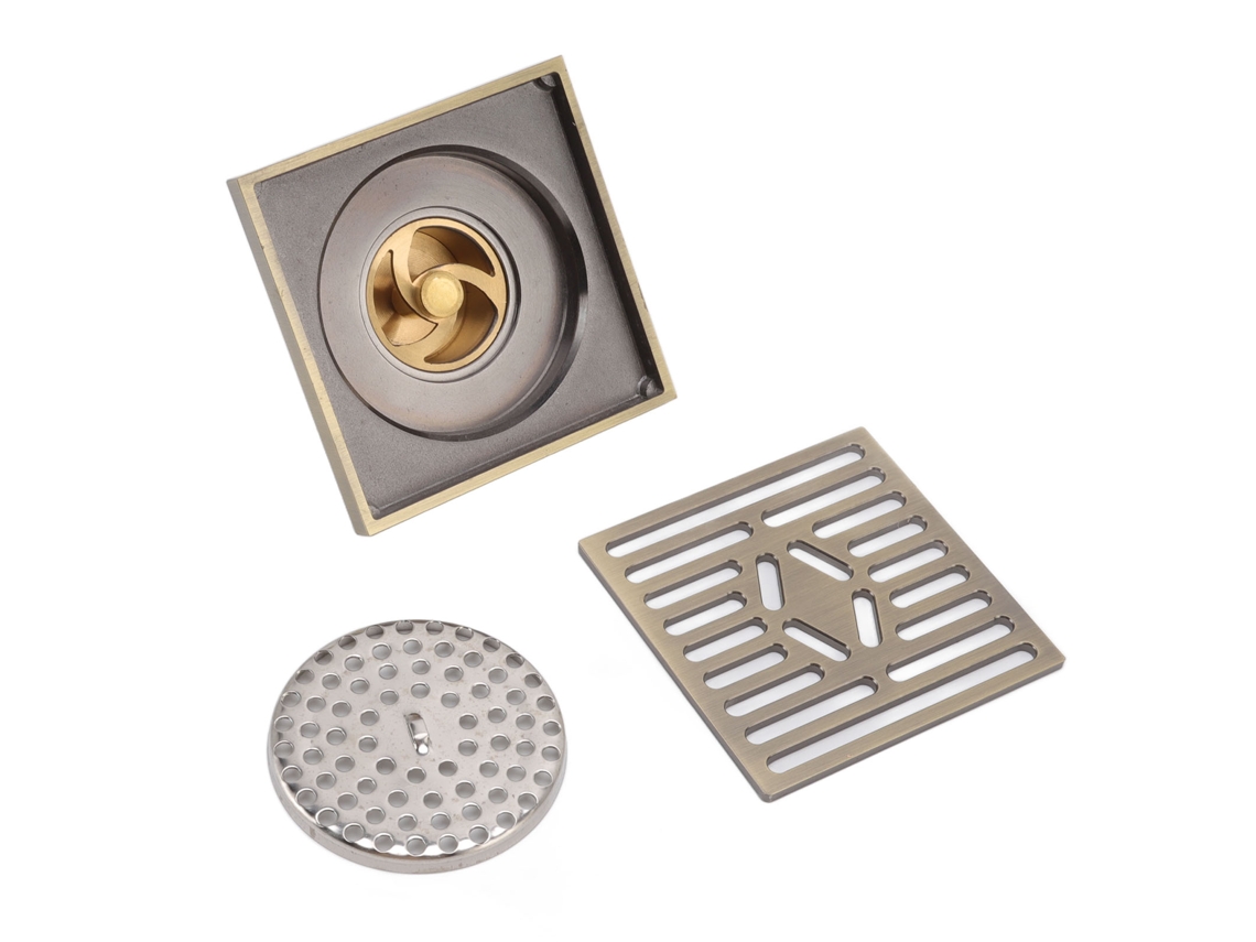 Juego de desagüe para baño y cocina de acero inoxidable y cobre, desagüe de ducha de diseño antiguo