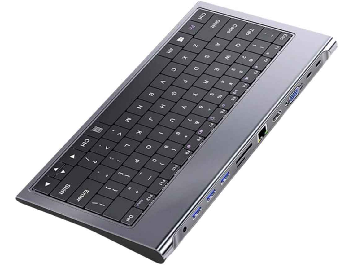 Estación De Acoplamiento Usb-c 11 En 1 Con Teclado, Alimentación Pd De 100 W, Resolución 4k, Vga Y Ethernet.