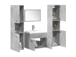 Juego Muebles De Baño 4 Uds Madera Contrachapada Gris Hormigón