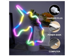 Neon Yizhood Unicornio Colorido Led Con Base De Decoración De Pared Mejor Regalo Blanco
