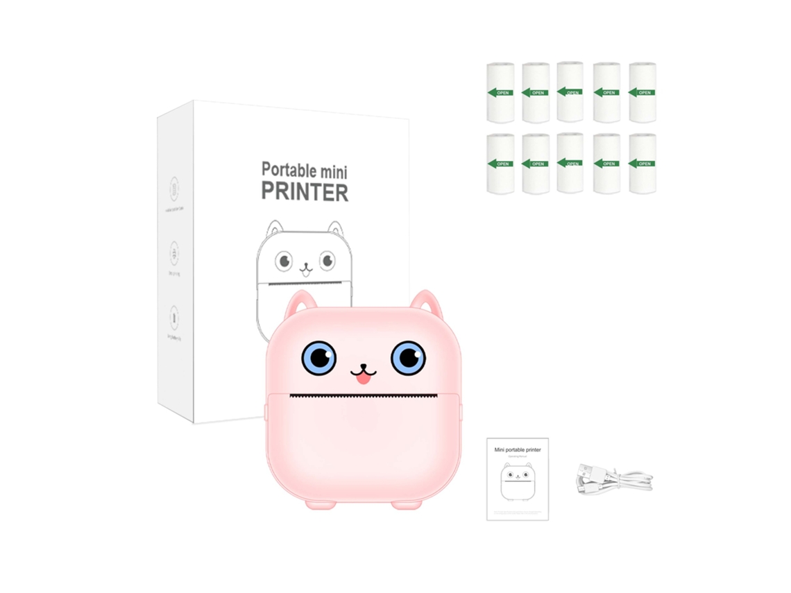 Impresora Térmica Portátil Bluetooth X15 Rosa 10 Rollos De Pegatinas SIURN