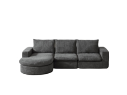 Sofá Modular 3 Plazas - Chenilla Curvada Con Chaise Longue, Sin Montaje - Gris