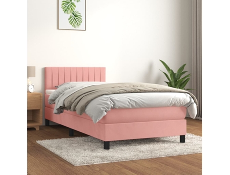 Cama con somier VIDAXL (Rosa - Terciopelo - 193 x 90 x 88 cm)