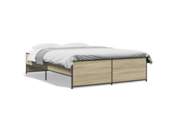 Maison Exclusive - Estructura Cama Madera Ingeniería Metal Roble Sonoma 135x190 Cm