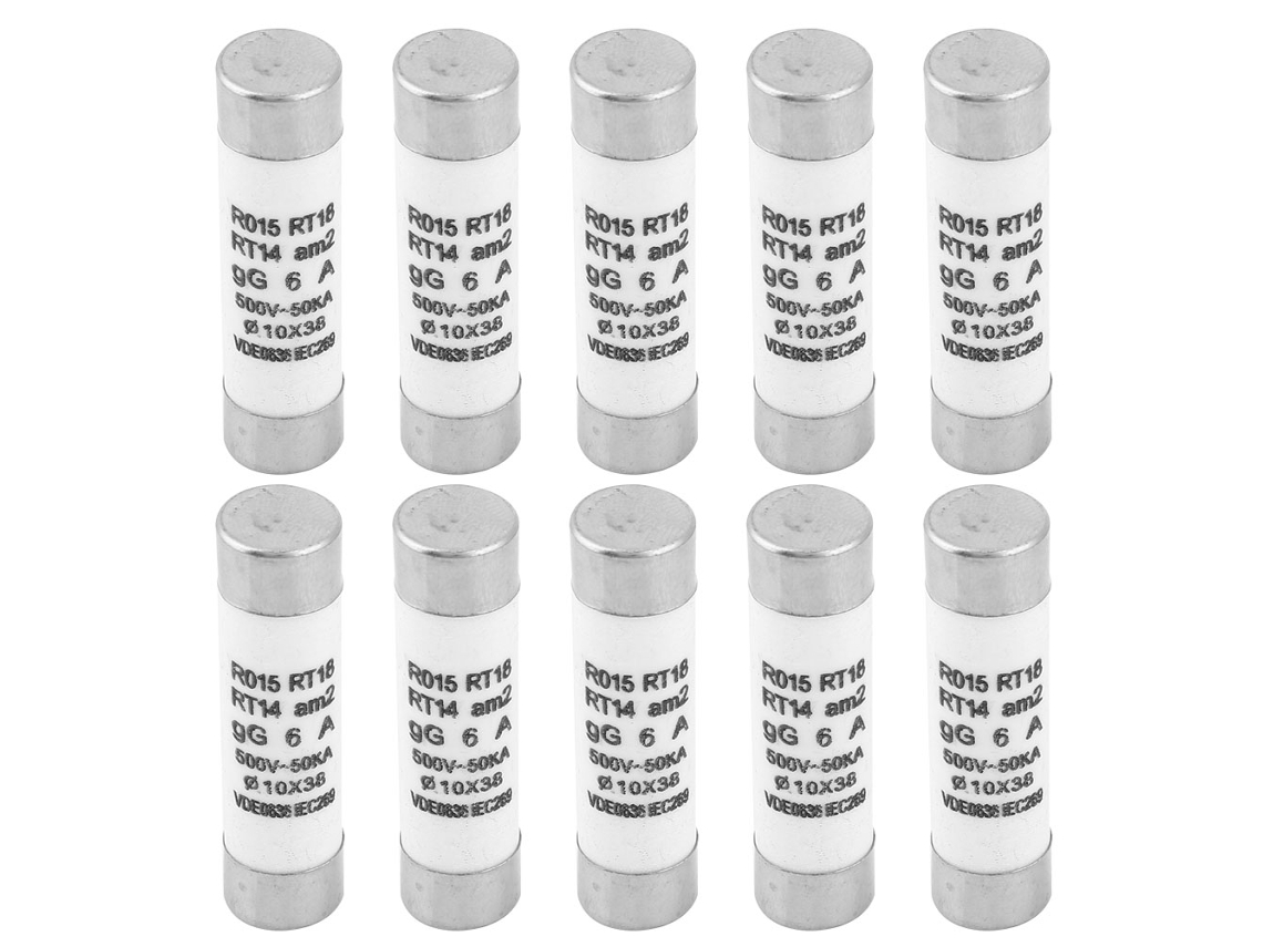 10 Fusibles Cilíndricos Rt14-20 De 10x38 6a 380-500vac Con Indicador 100ka