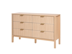 Cómoda Succebuy de 6 cajones de madera acanalada, 39,9 x 119,9 x 78,7 cm, color madera