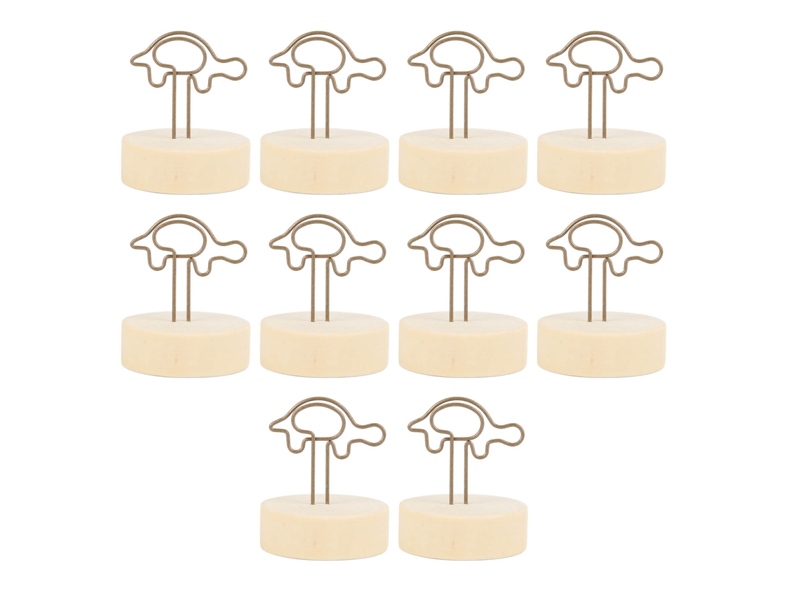 10 Unidades Portatablones De Mesa Tortuga Vertical Con Base De Madera Clip Para Tarjetas De Nombre Y Fotos Simple Y Bonito