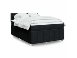 Cama Box Spring Con Colchón Tela Negro 140x200 Cm