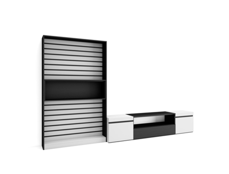 Muebles de Salón para TV SKRAUT HOME Para TV hasta 80", Mueble Televisión, Blanco y Negro (310x186x35 cm)