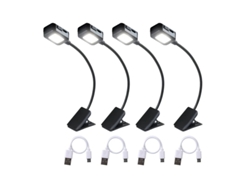4 Unid. Luz Lectura Recargable Yizhood Mini Clip Libro Niños Negra