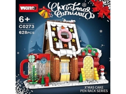 Árbol de Navidad, Papá Noel, reno, calcetín navideño, casa, torre, bloques de construcción, ciudad, casa de invierno, coche de Navidad, juguetes, modelo, regalos, Hengjian