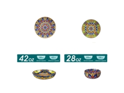 Vajilla de cerámica resistente, diseño bohemio vibrante, 24 piezas (fabricada por el fabricante original).