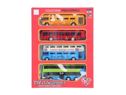 Conjunto De 4 Ônibus De Liga Com Função Puxar Para Trás Brinquedo Educativo Para Crianças 3+ Anos