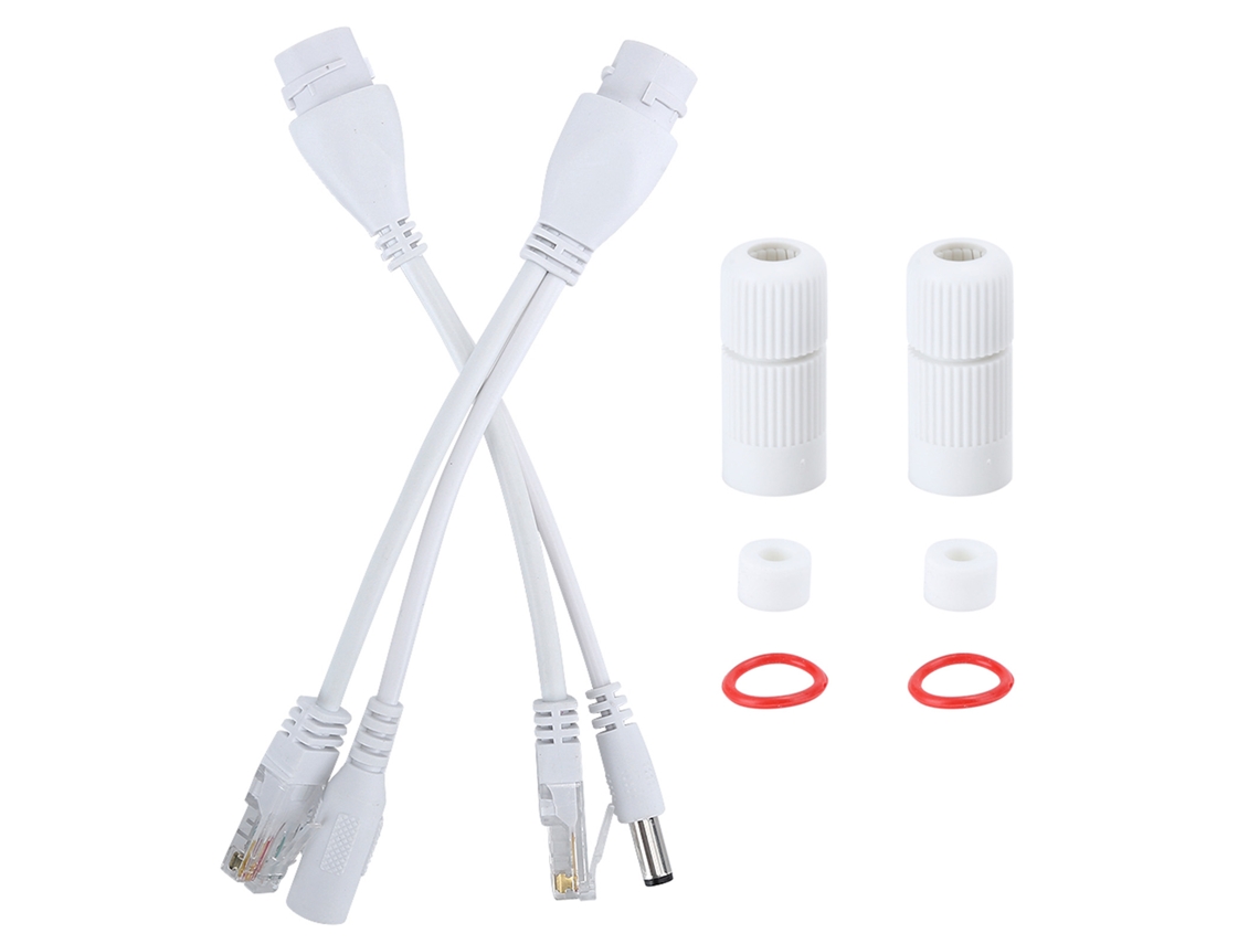 Cabo Adaptador Poe Impermeável Separador Injetor 12v Branco Ieee802.3af Cat5/5e/6 10/100mbps 30-50m