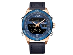 Reloj De Pulsera De Cuarzo Naviforce Para Hombre, Resistente Al Agua, Con Correa De Pu Azul.