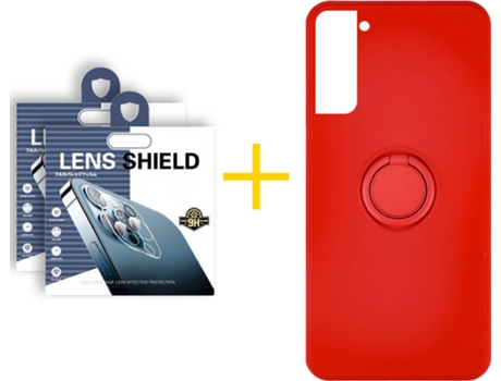 Carcasa + 2 Protectores de Cámara para Samsung Galaxy S21 Plus 5G SKYHE Rojo