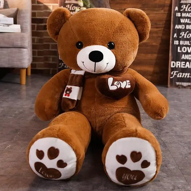 Oso De Peluche De Alta Calidad Con Bufanda (marrón Oscuro, 80 Cm)