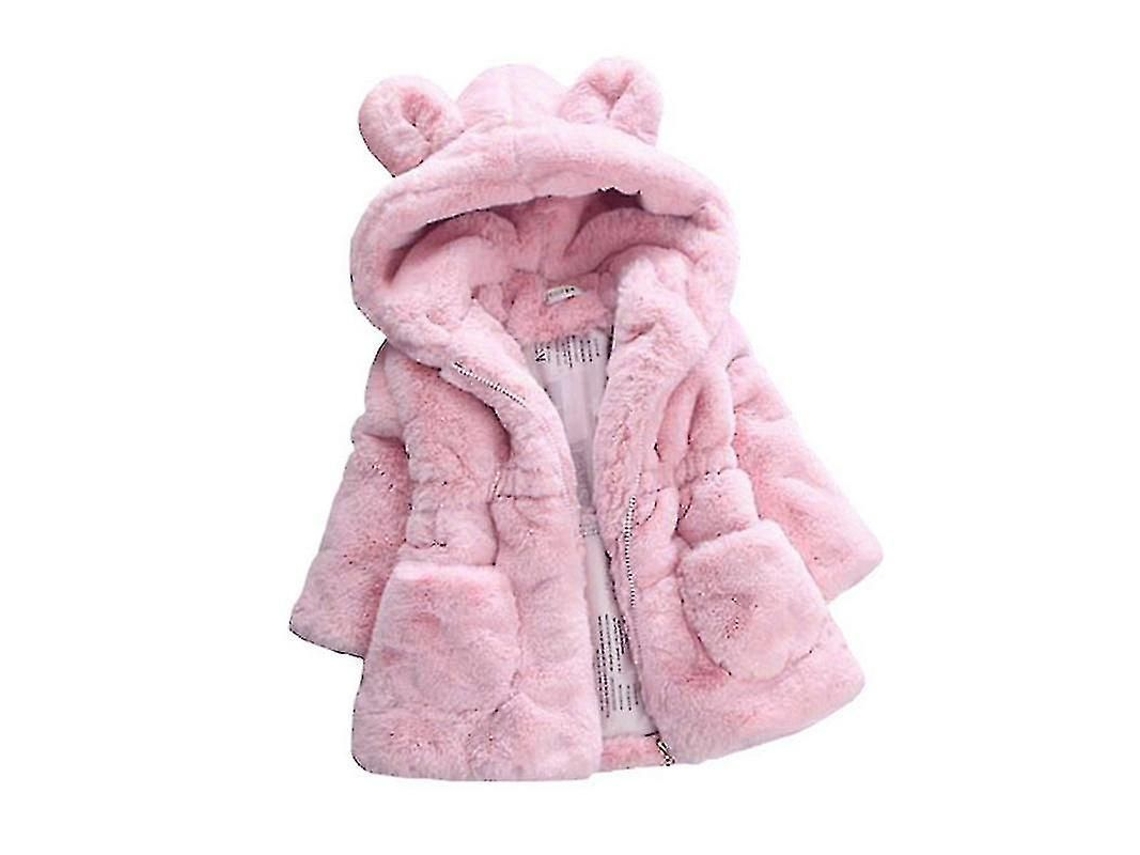 2026-abrigo De Invierno Para Niñas Con Capucha De Pelo Falso Fluffy Forro Polar Abrigo Caliente