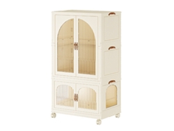 Armario plegable de plástico de libre instalación, armario corto con diseño de arco, armario transparente para ropa infantil, tamaño S 68,5 x 42,5 x 118,5 cm