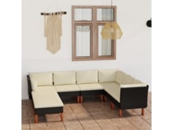 Conjunto de jardín de 8 piezas con cojines de mimbre negros de DKD Home Decor