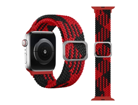 Banda Elástica Trenzada con Hebilla para Apple Watch Series 7 41mm / 6 & SE & 5 & 4 40mm / 3 & 2 & 1 38mm (Rojo Entre Negro)