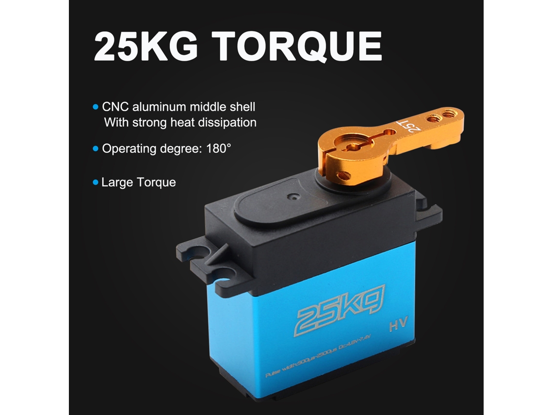 Servo Digital De 25 Kg Con Engranajes Metálicos, Resistente Al Agua, Para Coches Rc, Robots, Barcos, Escalas 1/8, 1/10 Y 1/12, Con Brazo De 25t.