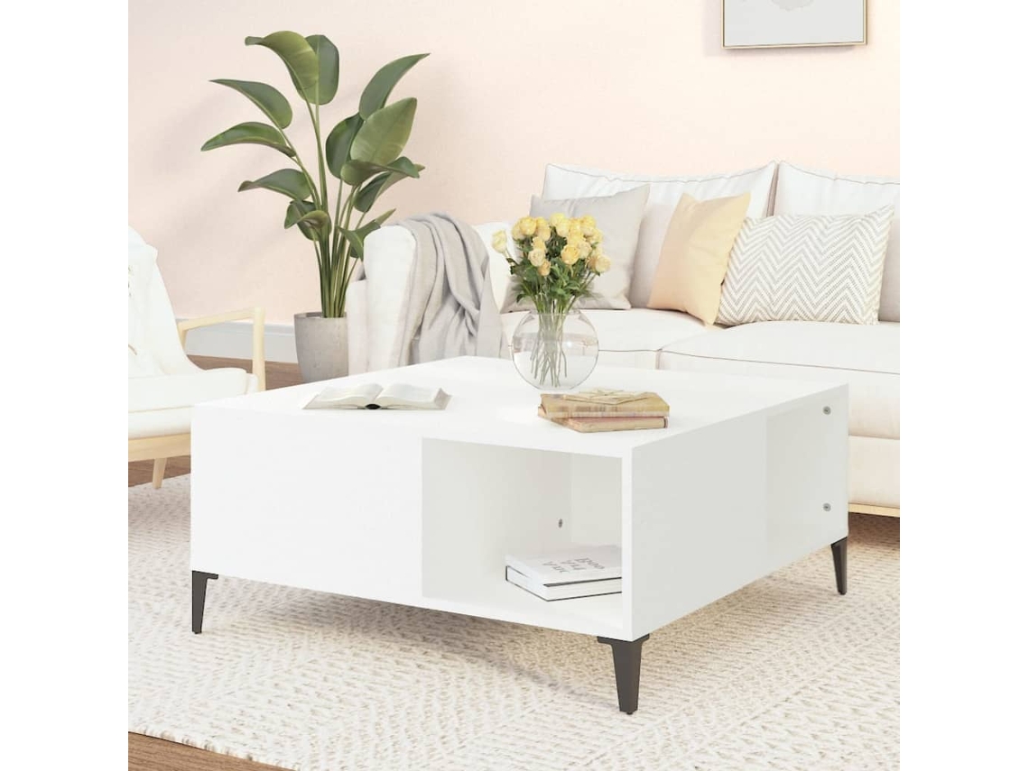 Mesa de Centro de Apoyo 80X80X36,5 Cm Derivados de Madera Blanco