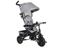 Triciclo, con características de seguridad, manillar ajustable para padres, color gris.