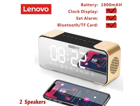 Altavoz Bluetooth Compatible con L022 Compat Super Subwoofer Multifuncional Mini Pequeño Reloj despertador de audio para exteriores Deluxe Champagn...