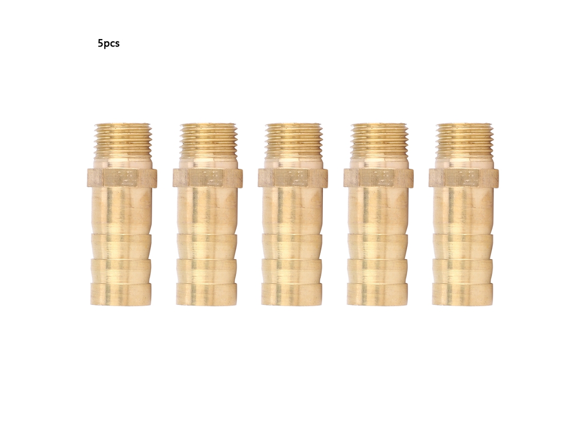 2026velora-5pcs Conector Macho Bsp De Latón 1/8" Para Manguera Barbón 10mm Adaptador Acoplamiento