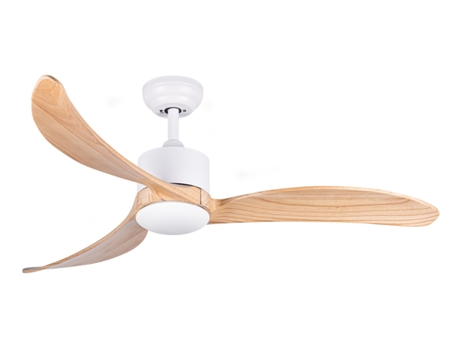 Ventilador de techo XTRELAMP VIDAR d115cm LED 18W 6v metal blanco 3 aspas madera natural Con mando a distancia