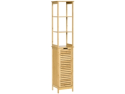VPMKP - Armario de baño Kleankin con columna, 3 estantes y puerta de bambú