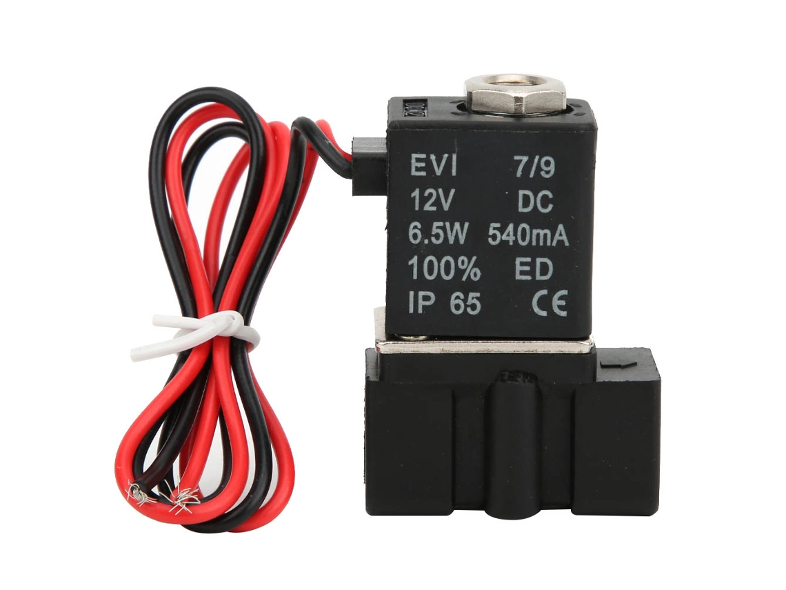 Válvula solenoide eléctrica de 12 V CC, 2 posiciones, 2 vías, de plástico, para aire, agua, aceite, G1/4
