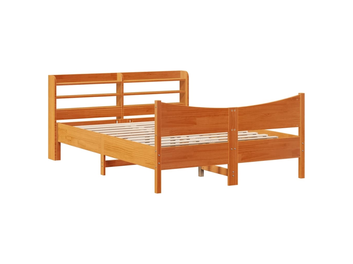Maison Exclusive - Estructura Cama Con Cabecero Madera Pino Marrón Cera 160x200 Cm
