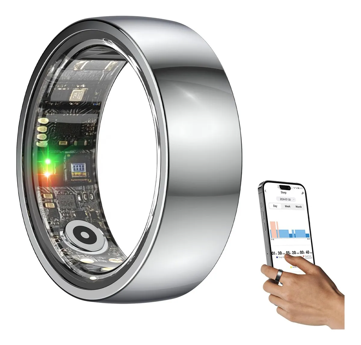 Anillo inteligente para hombre y mujer, resistente al agua IP68