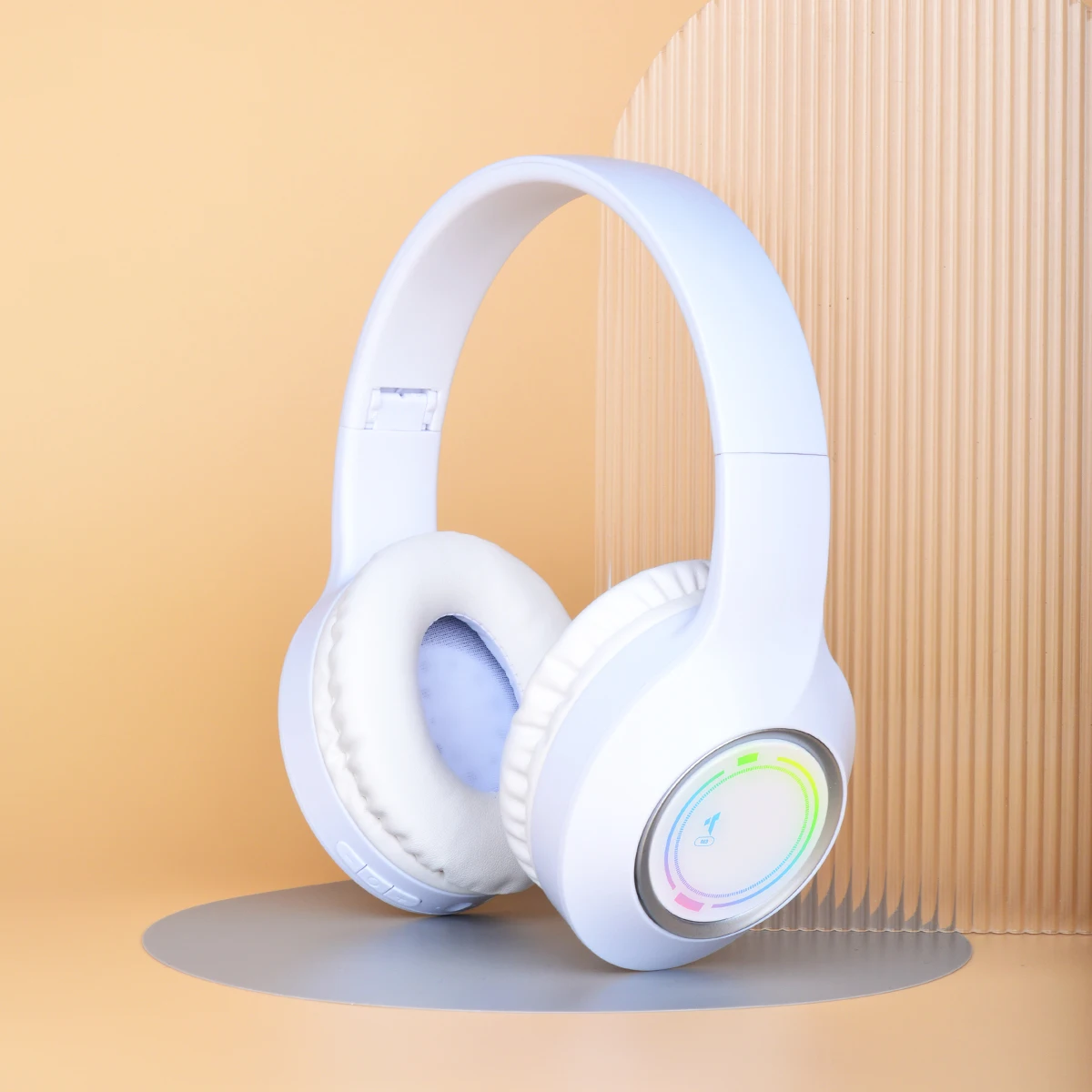 Auriculares Bluetooth Iluminados (blancos), Luz Led, Plegables, Inalámbricos, Cancelación De Ruido