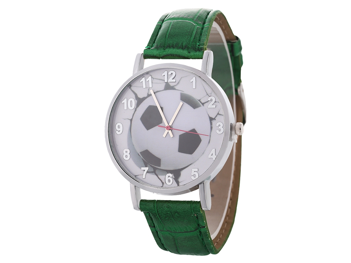 Reloj De Cuarzo Con Correa De Cuero Pu Moda Dial Redondo Pareja (verde)