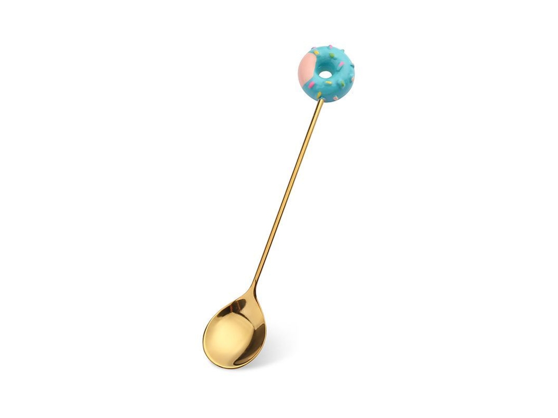2026da-cucharas Y Tenedores De Postre Creativos Donut Lollipop Macaron 6 Piezas Acero Inoxidable Dorado Azul