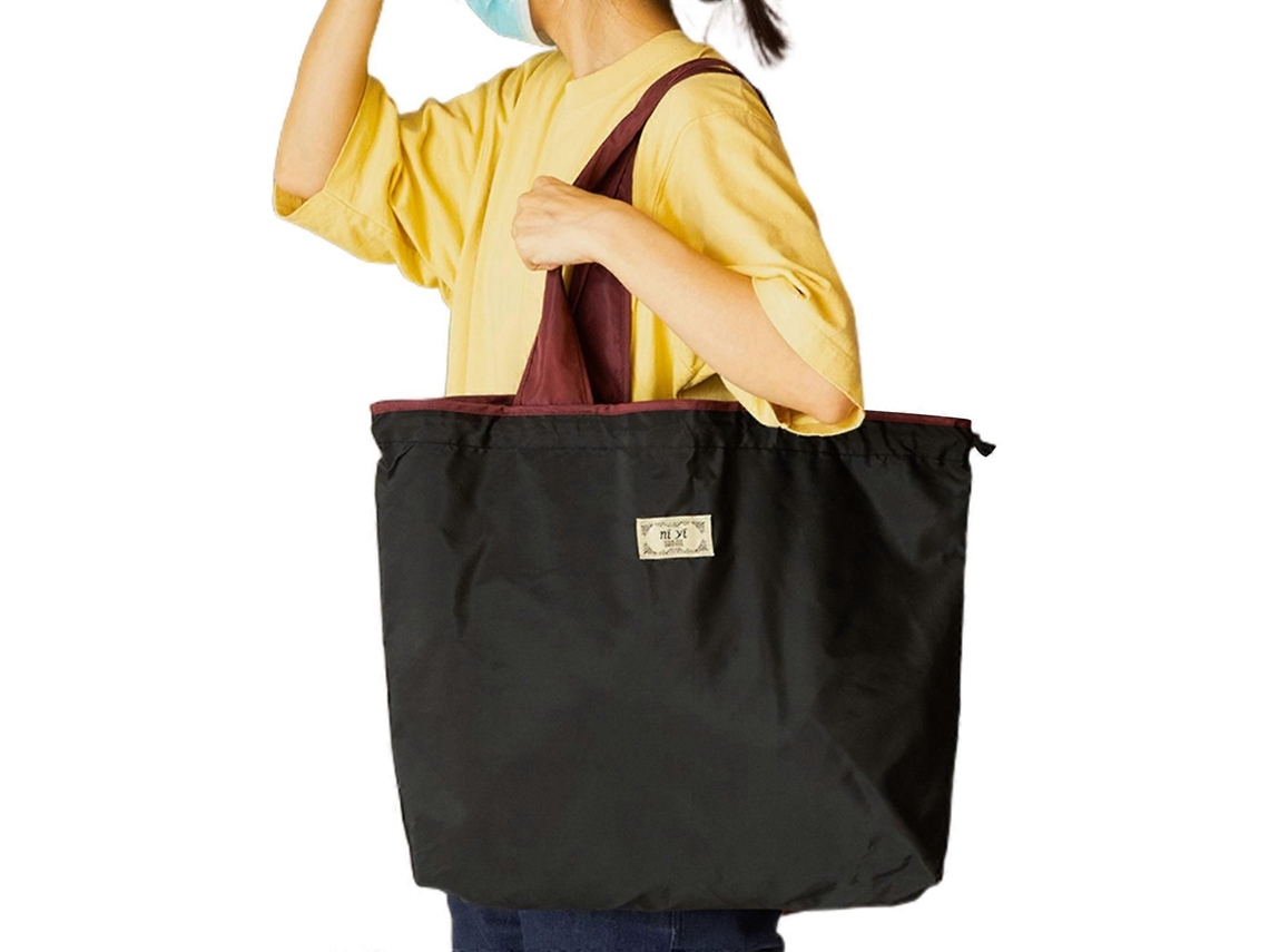 Bolso de hombro portátil, bolsa de compras de gran capacidad, bolsa de supermercado reutilizable, correa de mano plegable con cordón, GOKOCO