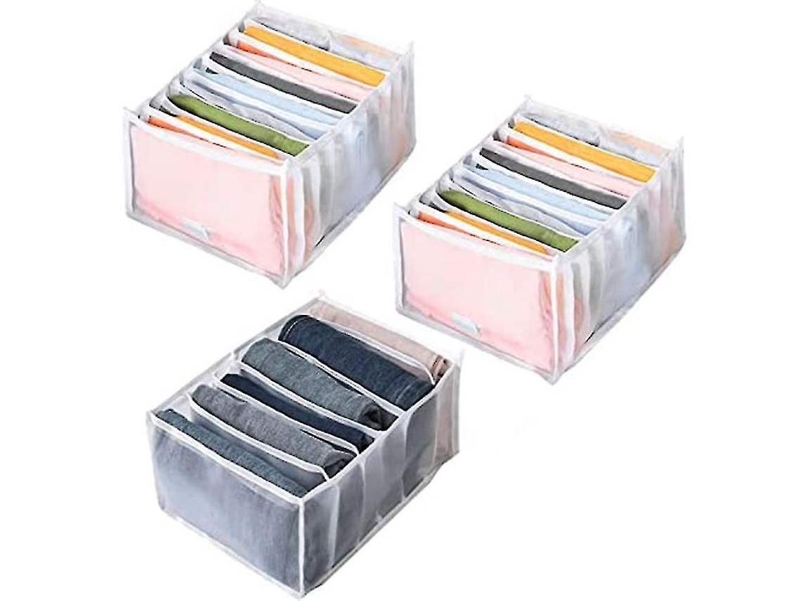 Organizador de ropa de armario de 3 piezas, plegable, con rejilla visible de 6/9/9 pulgadas, compartimento de malla y separador.