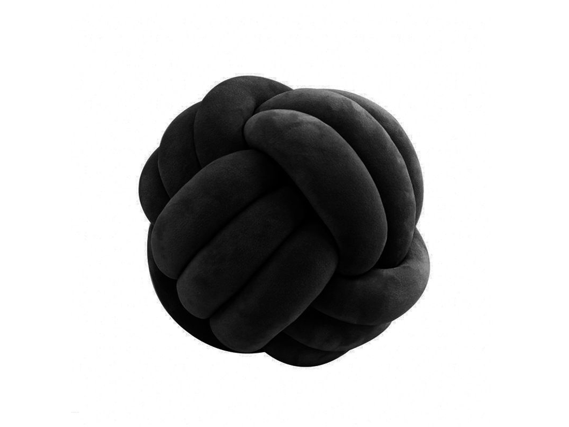 Rebe-almohada Redonda Nudo Suave Peluche Decoración Hogar 7.9x7.9in Negro