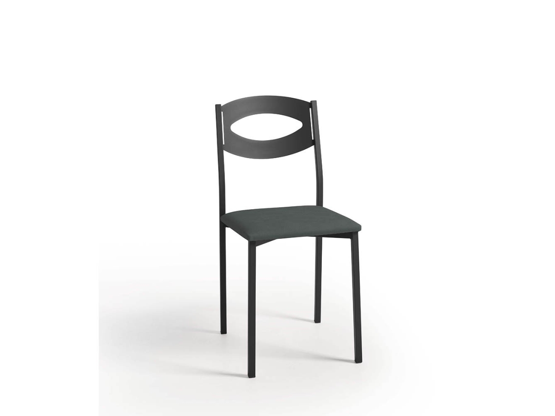 Cadeira de Cozinha Olga Preta 38x86x47cm Grafite Prateado FANMUEBLES