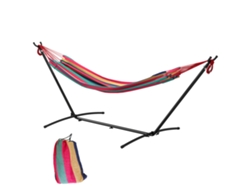Rede Camping Suporte 310x117cm Ajustável Laranja Vermelho