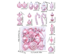16 artículos navideños de plástico, adornos, estatuas y regalos navideños (rosa) Yunzii (formas irregulares)