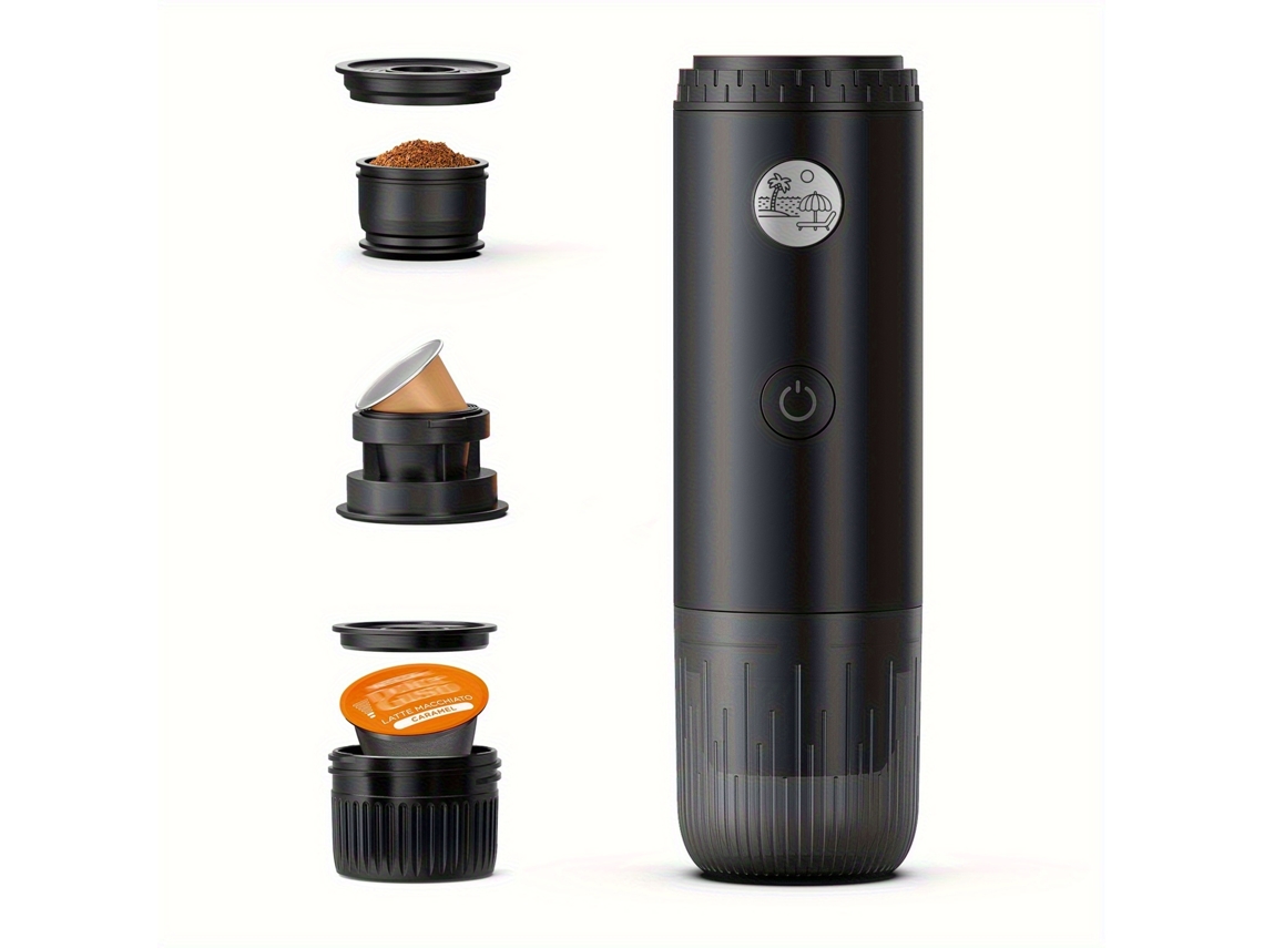 Cafetera expreso eléctrica portátil Eifson, 3 en 1 para café molido, cápsulas NS y DG (negra)